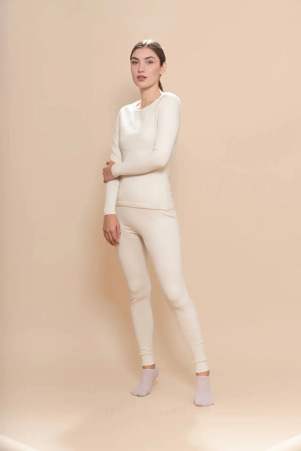 Damenset aus Baby-Alpaka-Seide für thermische Basisschicht