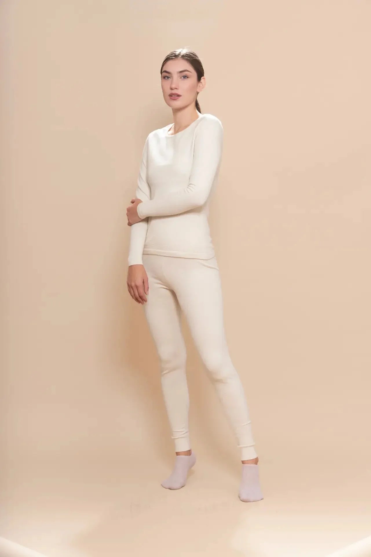 Damenset aus Baby-Alpaka-Seide für thermische Basisschicht