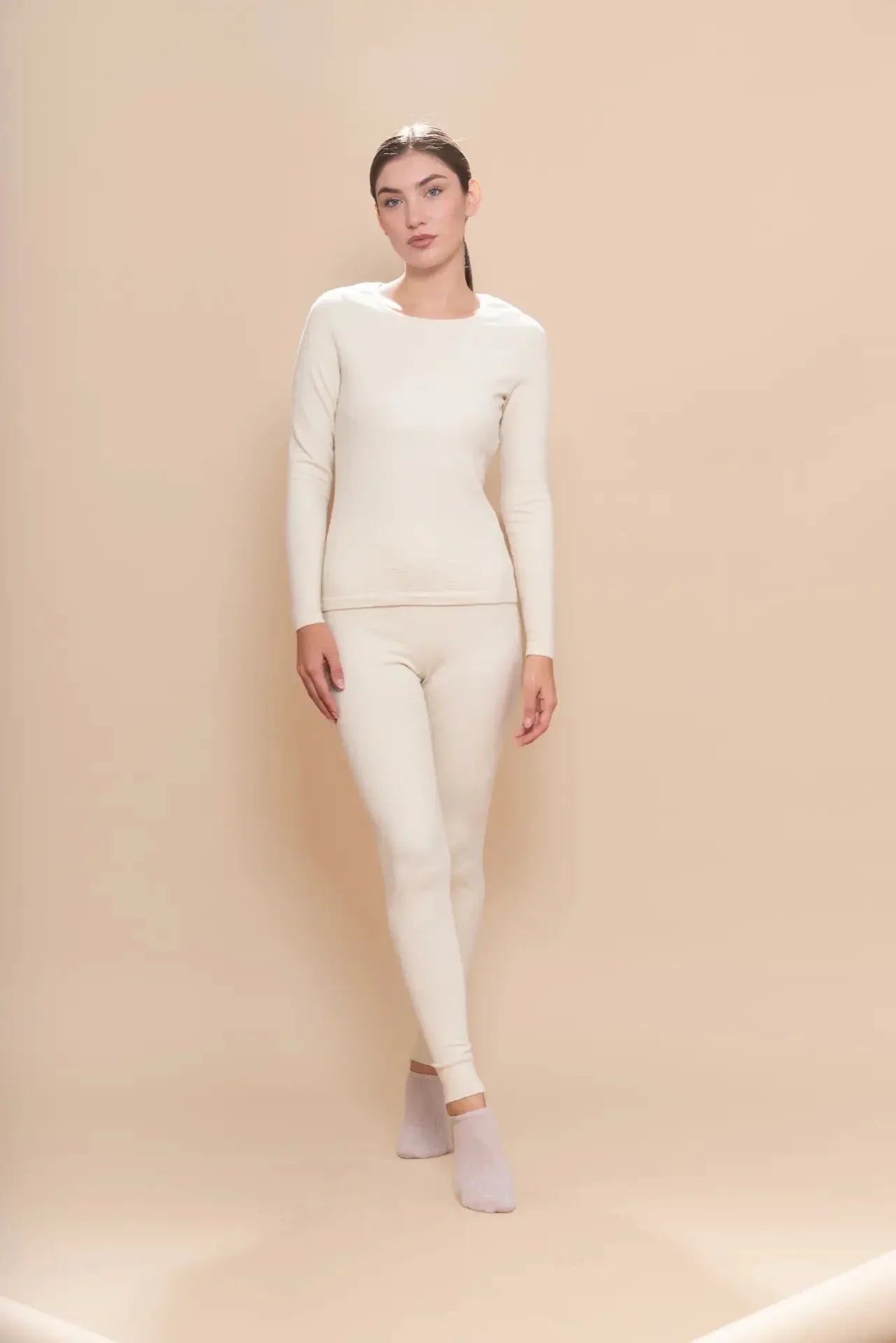 Damenset aus Baby-Alpaka-Seide für thermische Basisschicht
