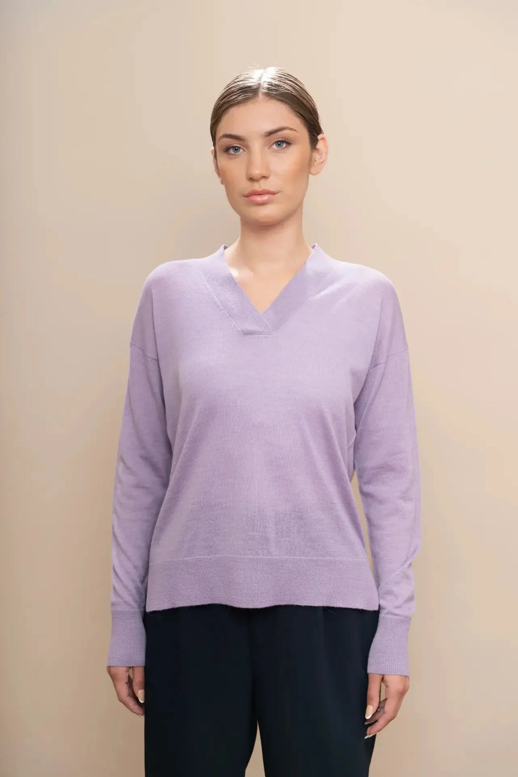 Dament - Baby-Alpaka V-Ausschnitt Pullover