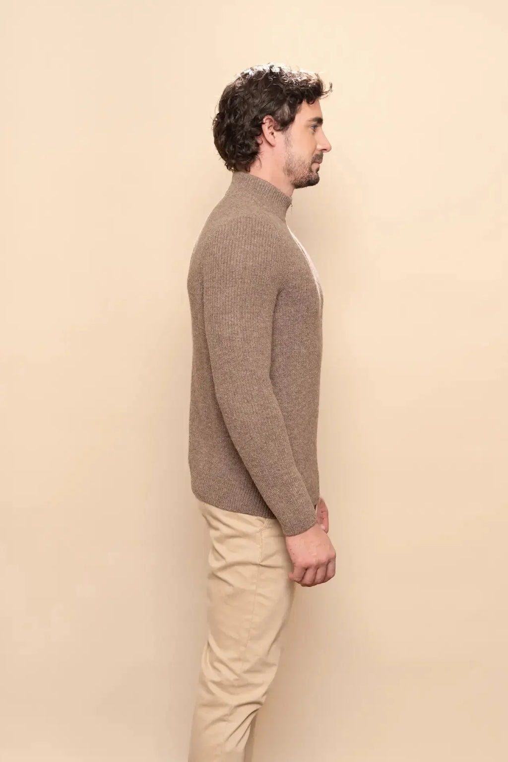 Herren Alpaka Halbes-zip Pullover