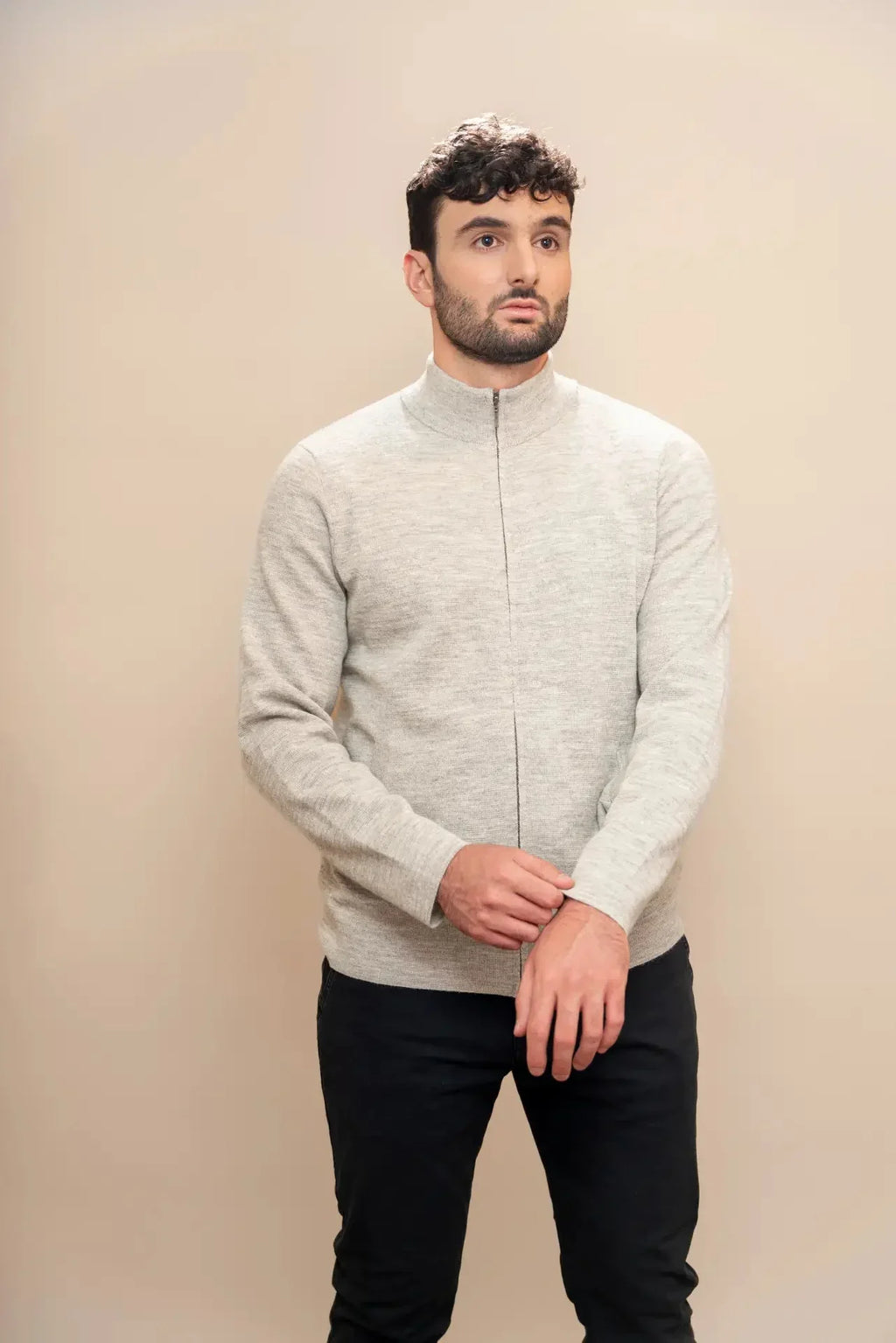 Herren Baby Alpaka Reißverschluss Cardigan