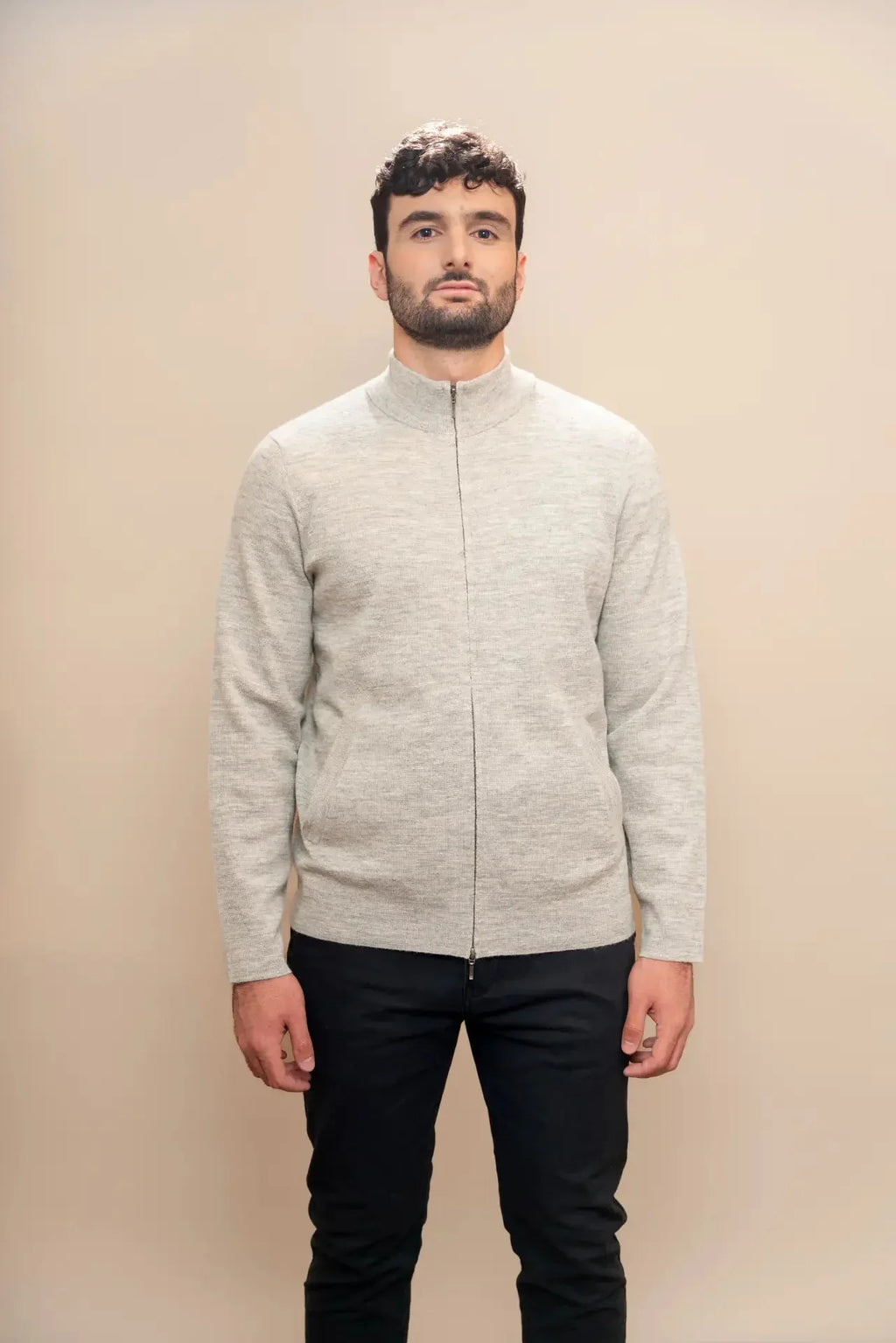 Herren Baby Alpaka Reißverschluss Cardigan