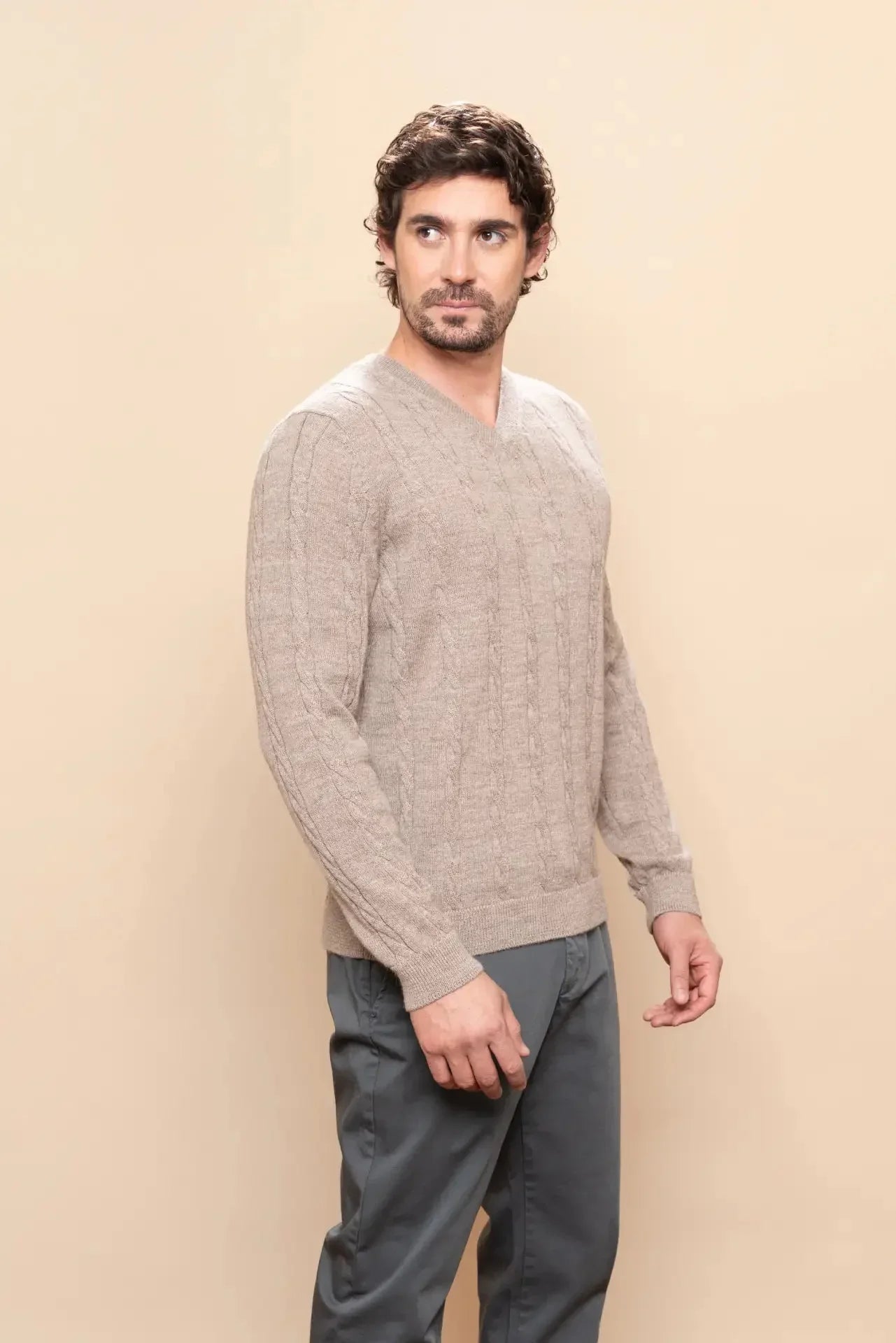 Herren Flecht-Alpaka-Pullover