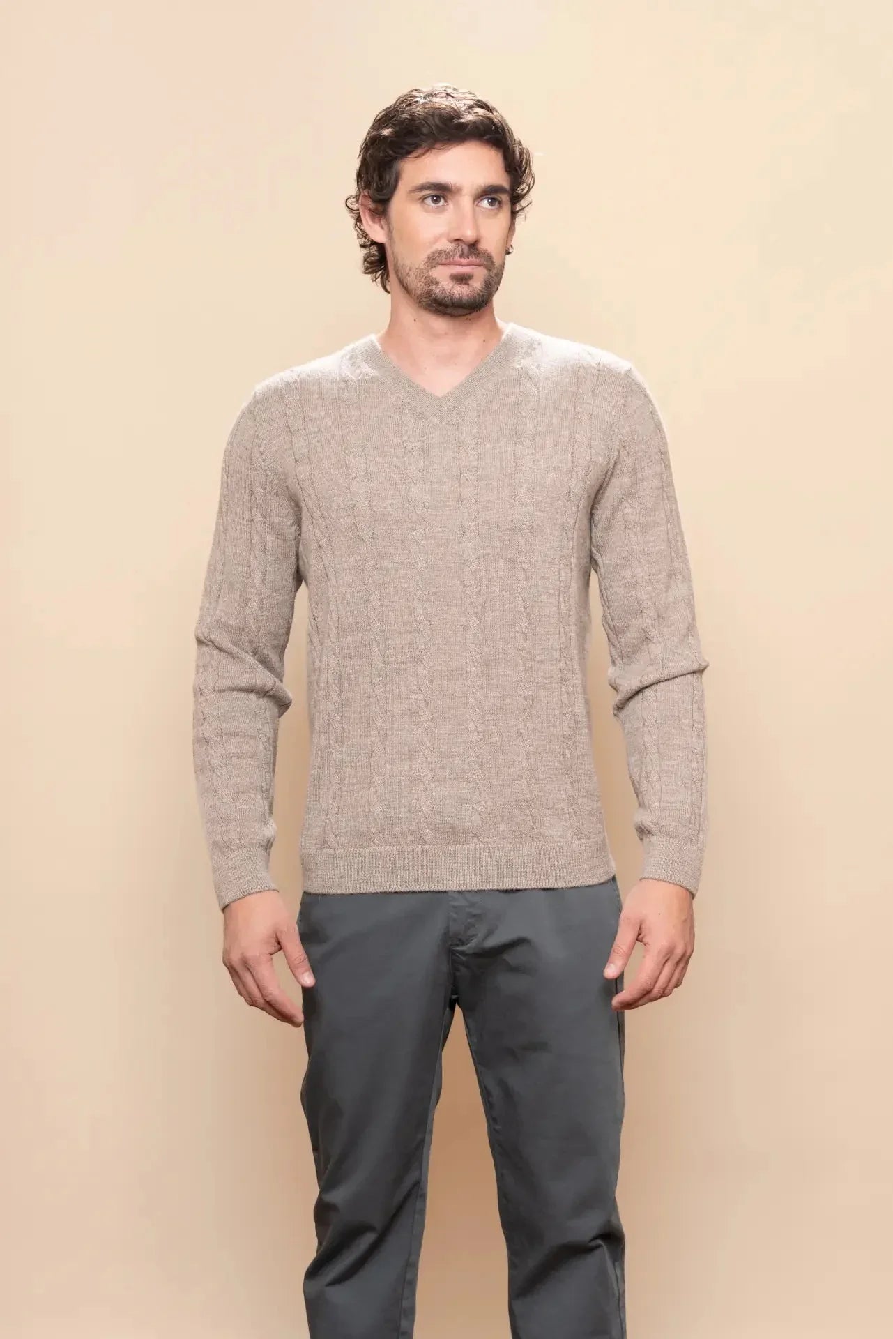 Herren Flecht-Alpaka-Pullover