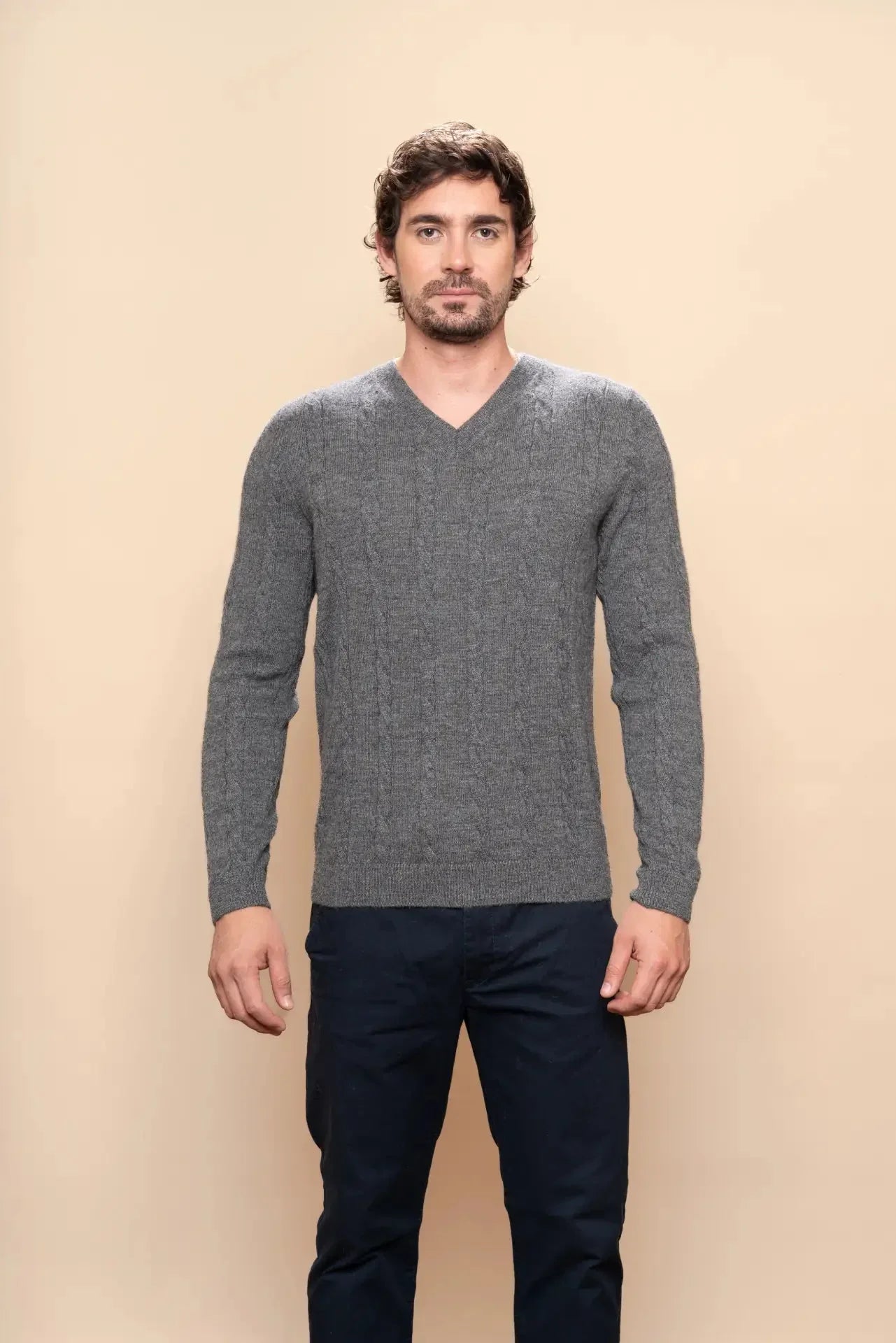 Herren Flecht-Alpaka-Pullover