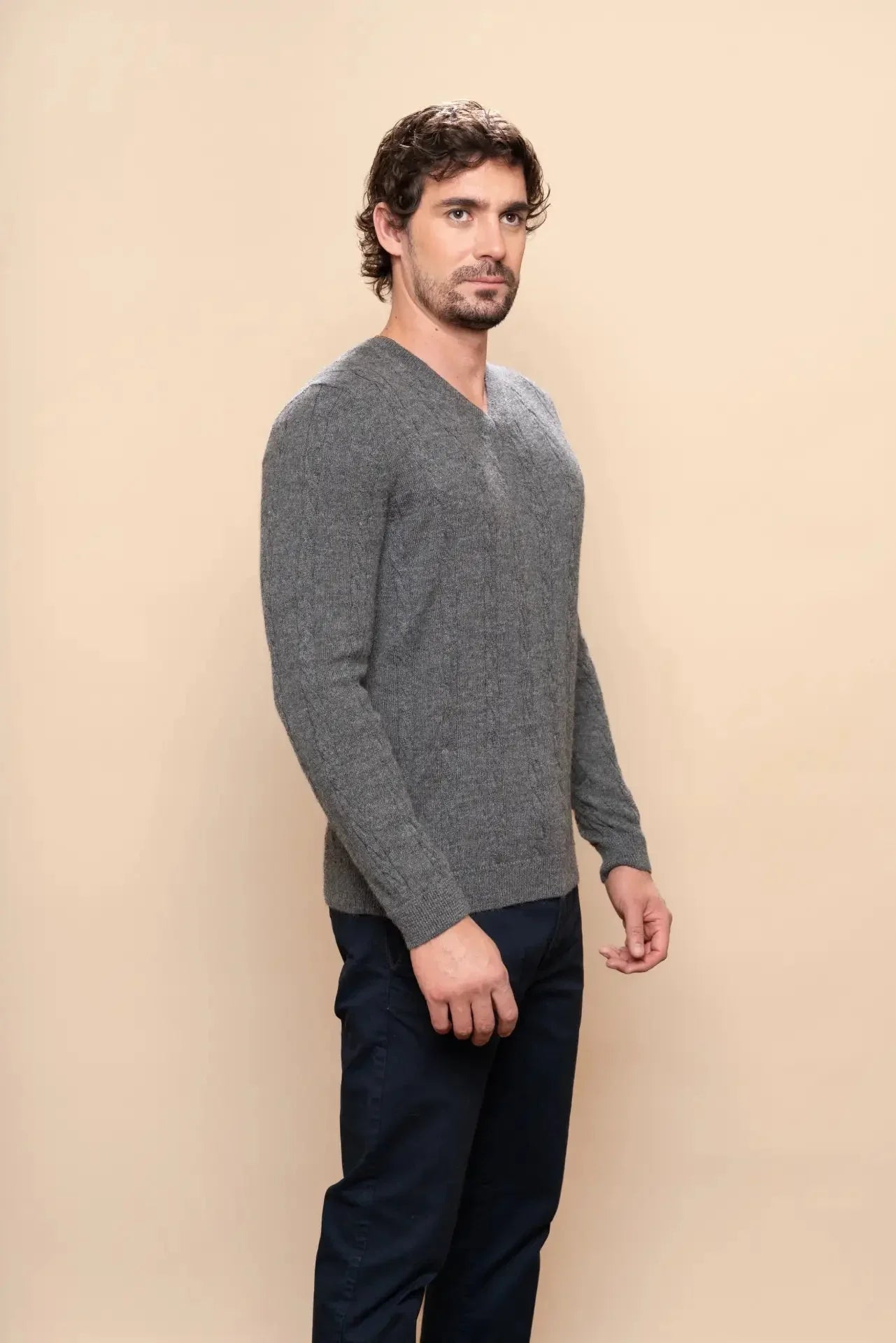 Herren Flecht-Alpaka-Pullover